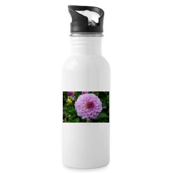 Dahlia Pink Pink Blossom ,Flower - Water bottle with straw - white - Right