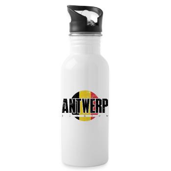 We Emblem Split Gelb Rot - Trinkflasche mit integriertem Trinkhalm - Weiß - Rechts