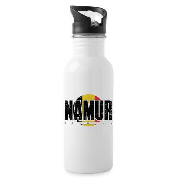 M Emblem in Warm Circular Geometry - Water bottle with straw - white - Right