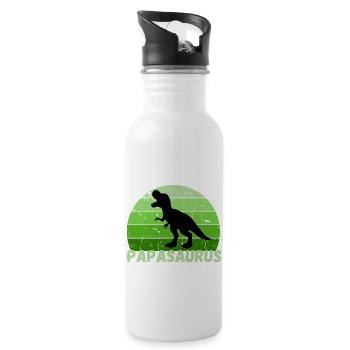 Fête des pères papa papa tyrannosaure dinosaure amusant - Gourde avec paille intégrée - blanc - Droite