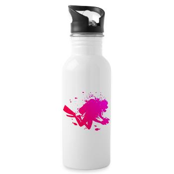 Tauchen Diving Taucher Scuba Taucher Damen - Trinkflasche mit integriertem Trinkhalm - Weiß - Rechts