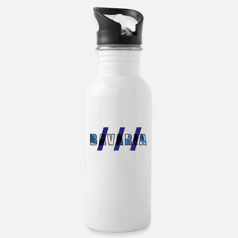 Bayern _ 04 - Trinkflasche mit integriertem Trinkhalm - Weiß