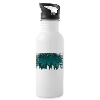 Chutes de neige sapins | Snowland avec zone transparente - Gourde avec paille intégrée - blanc - Droite