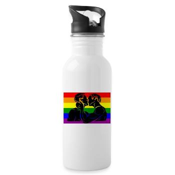 LGBT Rainbow Flag LGBTQ Gay Pride T-Shirt - Water bottle with straw - white - Right
