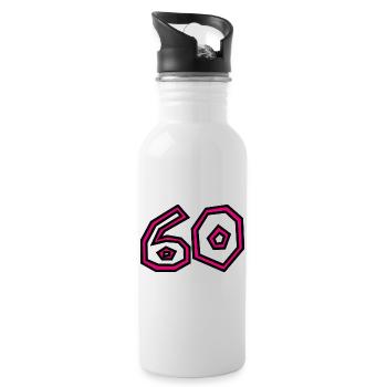 60. 60 JAHRE. 60-JÄHRIGES JUBILÄUM. 60. GEBURTSTAG. - Trinkflasche mit integriertem Trinkhalm - Weiß - Rechts