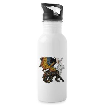 Fantastic creature: half dragon, half rabbit. - Water bottle with straw - white - Right