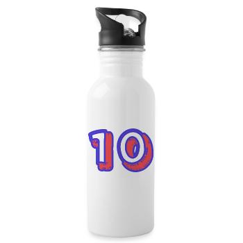 10. 10 YEARS. 10th ANNIVERSARY. 10 YEAR ANNIVERSARY. - Water bottle with straw - white - Right
