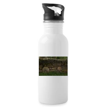 Natursteinmauer - Trinkflasche mit integriertem Trinkhalm - Weiß - Rechts