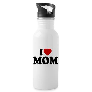 I love mom - Trinkflasche mit integriertem Trinkhalm - Weiß - Rechts