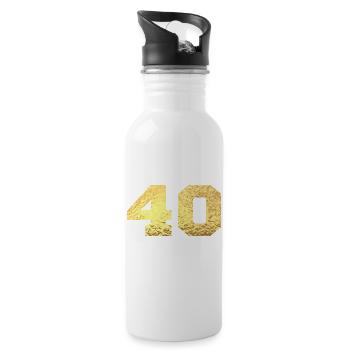 Numéro 40 paillettes doré - 40e anniversaire - Gourde avec paille intégrée - blanc - Droite