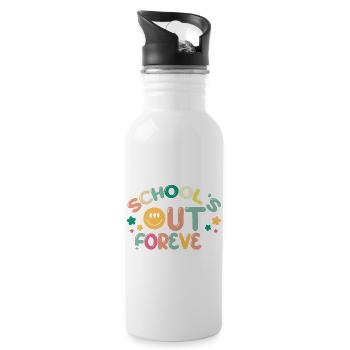 School's Out Forever Retired Teacher Gifts - Trinkflasche mit integriertem Trinkhalm - Weiß - Rechts