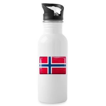 Drapeau de la Norvège Drapeau Signe en étain Look - Gourde avec paille intégrée - blanc - Droite