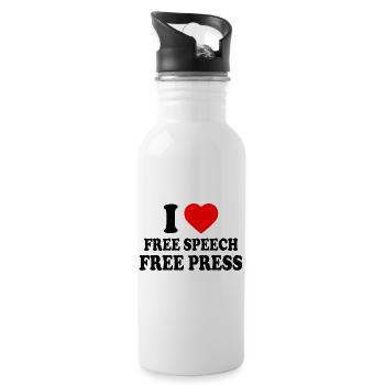 i love free speech free press - Gourde avec paille intégrée - blanc - Droite