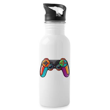 Gamepad Controller Colors Colorful - Water bottle with straw - white - Right