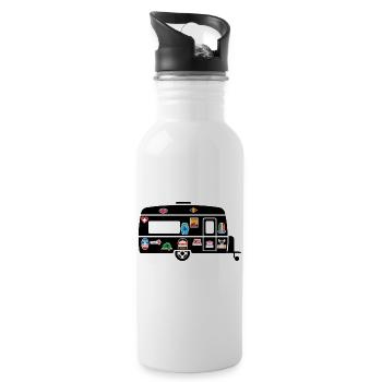 Caravane avec stickers - Gourde avec paille intégrée - blanc - Droite