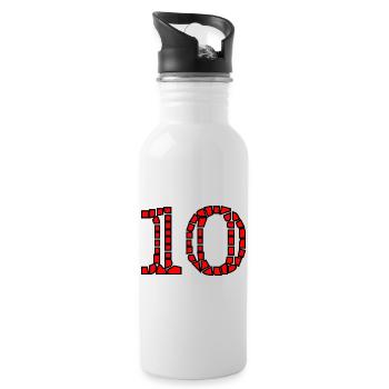10. 10 YEARS. 10th ANNIVERSARY. 10 YEAR ANNIVERSARY. - Water bottle with straw - white - Right