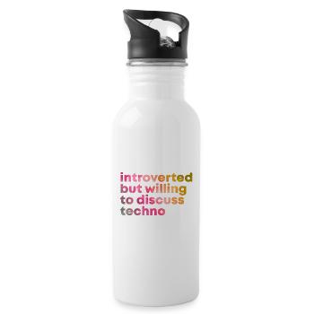 Techno - Trinkflasche mit integriertem Trinkhalm - Weiß - Rechts