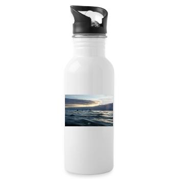 Crépuscule sur les vagues - Gourde avec paille intégrée - blanc - Droite