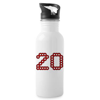 20. 20 ANS. 20e ANNIVERSAIRE. ANNIVERSAIRE 20 ANS. - Gourde avec paille intégrée - blanc - Droite
