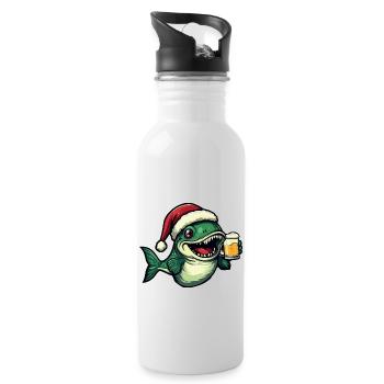 Piranha Fische Weihnachten Bier - Trinkflasche mit integriertem Trinkhalm - Weiß - Rechts