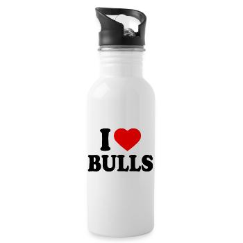 I love bulls - Trinkflasche mit integriertem Trinkhalm - Weiß - Rechts