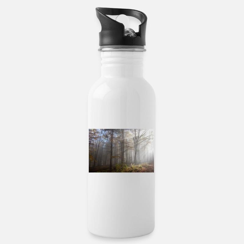 Herbststimmung - Trinkflasche mit integriertem Trinkhalm - Weiß