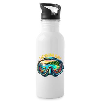 Hanauma Bay Diving Hawaii Snorkeling Beach - Water bottle with straw - white - Right
