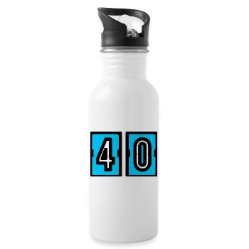 40. 40 YEARS. 40th ANNIVERSARY. 40 YEARS ANNIVERSARY. - Water bottle with straw - white - Right