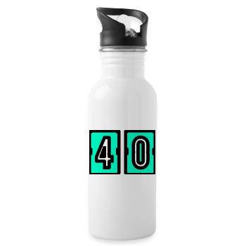 40. 40 YEARS. 40th ANNIVERSARY. 40 YEARS ANNIVERSARY. - Water bottle with straw - white - Right