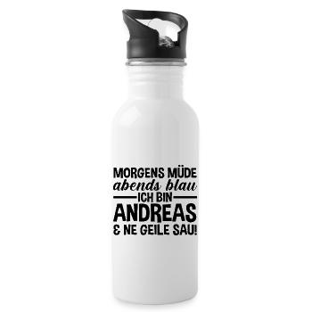 Prénom Andreas - Gourde avec paille intégrée - blanc - Droite