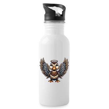 Elegant Golden Duck with Angel Wings Ornament - Water bottle with straw - white - Right
