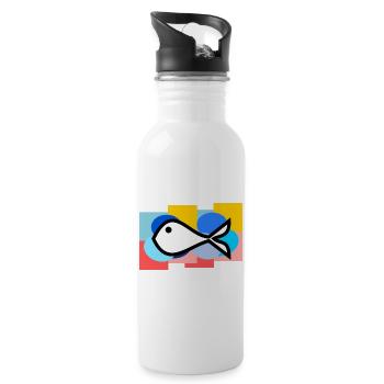 FISH. MEMORY. SARDINE. APRIL FOOL. SEA - Water bottle with straw - white - Right