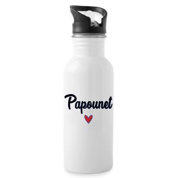 PAPOUNET. DAD. FATHER'S DAY. HAPPY FATHER'S DAY - Water bottle with straw - white - Right