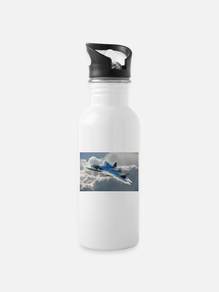 Su-57 - Trinkflasche mit integriertem Trinkhalm - Weiß