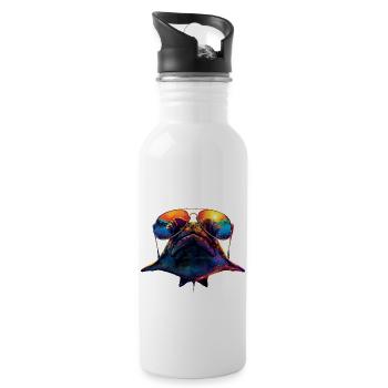 Stachelrochen - Trinkflasche mit integriertem Trinkhalm - Weiß - Rechts