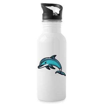 Dolphin Comic - Water bottle with straw - white - Right