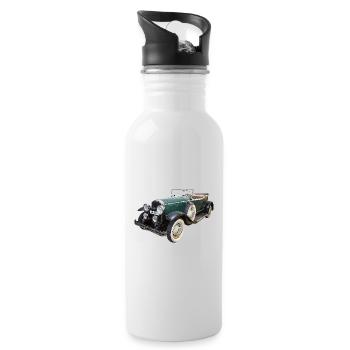 Historisches Auto - Trinkflasche mit integriertem Trinkhalm - Weiß - Rechts
