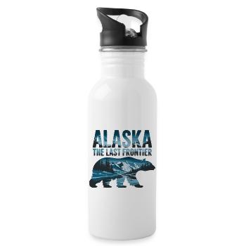 Alaska Last Frontier für einen Wanderer und - Trinkflasche mit integriertem Trinkhalm - Weiß - Rechts