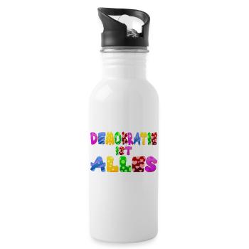 AfD stoppen gegen rechts Demokratie Vielfalt links - Trinkflasche mit integriertem Trinkhalm - Weiß - Rechts