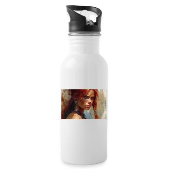 Poster Illustration Kriegerin Frau Rot Sonja - Trinkflasche mit integriertem Trinkhalm - Weiß - Rechts