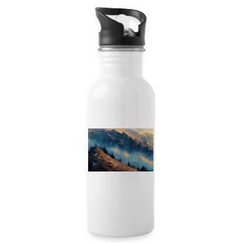 Poster Illustration Paysage de Montagne - Gourde avec paille intégrée - blanc - Droite