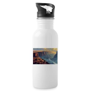 Canyon Landscape Illustration Poster - Water bottle with straw - white - Right