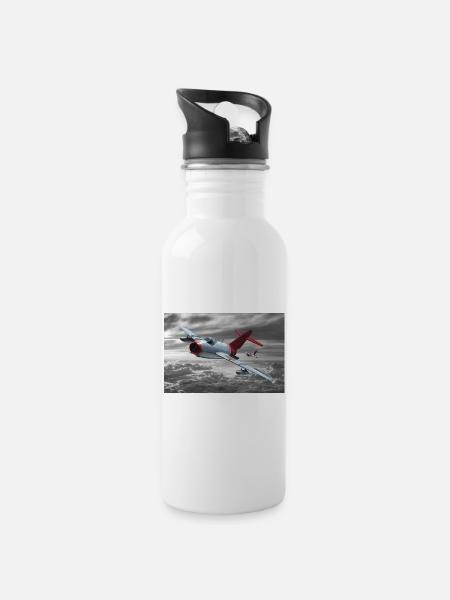 MiG-15 - Trinkflasche mit integriertem Trinkhalm - Weiß