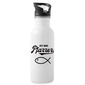 Pfarrer est 2025 Fisch Symbol Christentum Kirche - Trinkflasche mit integriertem Trinkhalm - Weiß - Rechts