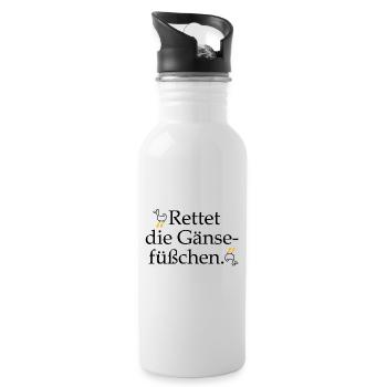 Rettet die Gänsefüßchen! - Trinkflasche mit integriertem Trinkhalm - Weiß - Rechts