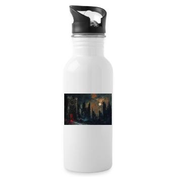 Poster Illustration Medieval Landscape in Ruins - Water bottle with straw - white - Right