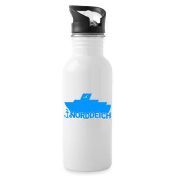 Ferry Norddeich Logo - Water bottle with straw - white - Right