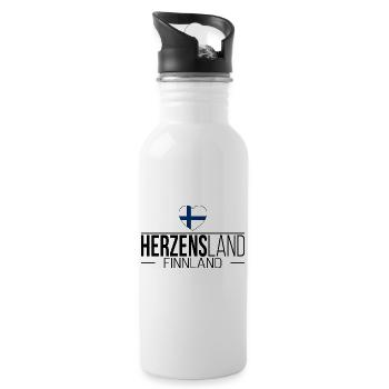 Herzensland Finnland Skandinavien Urlaub Reise - Trinkflasche mit integriertem Trinkhalm - Weiß - Rechts