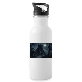 Poster Illustration Medieval Landscape in Ruins - Water bottle with straw - white - Right
