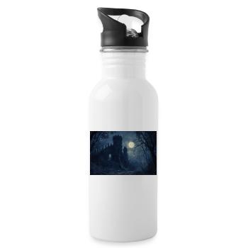 Poster Illustration Medieval Landscape in Ruins - Water bottle with straw - white - Right